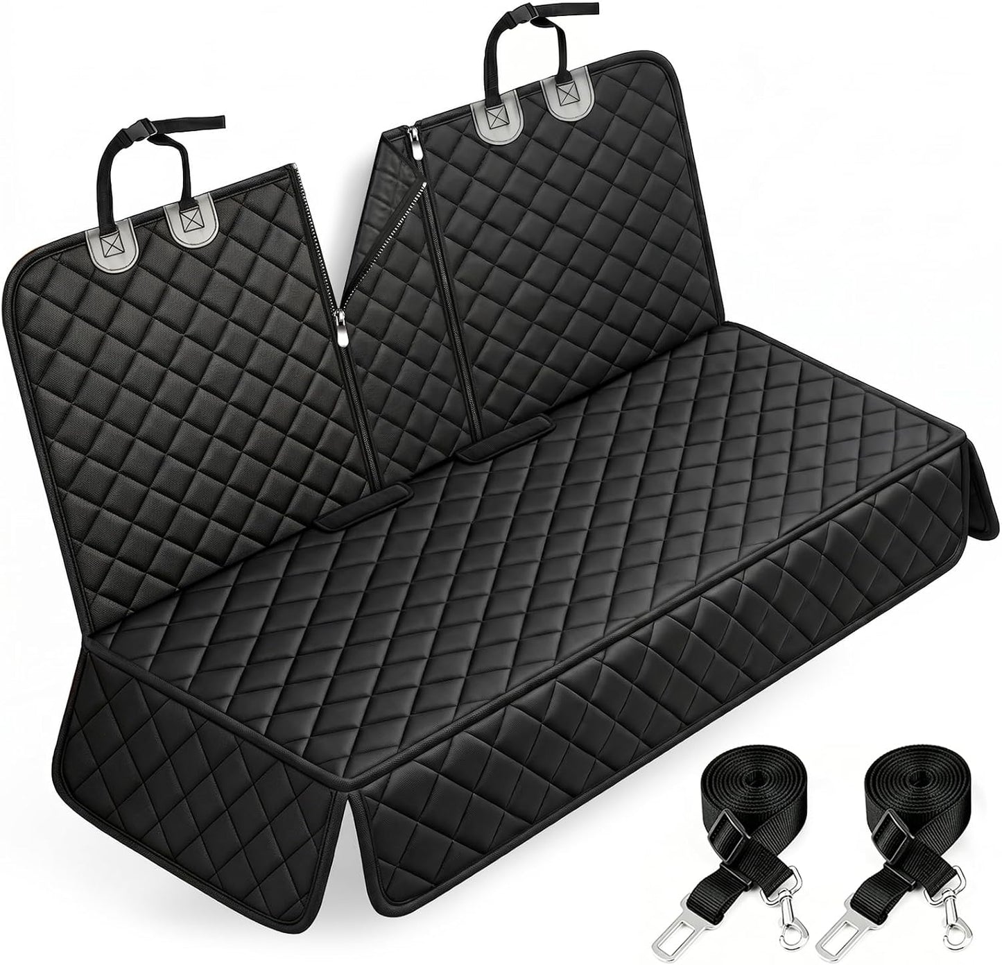 Dog Car Seat Cover, Back Seat Cover for Dogs Pet Car Seat Protector Waterproof Rear Seat Cover Durable Car Seat Cover, Fits Middle Armrest for Most Cars Suvs Trucks (53” Width)- Black